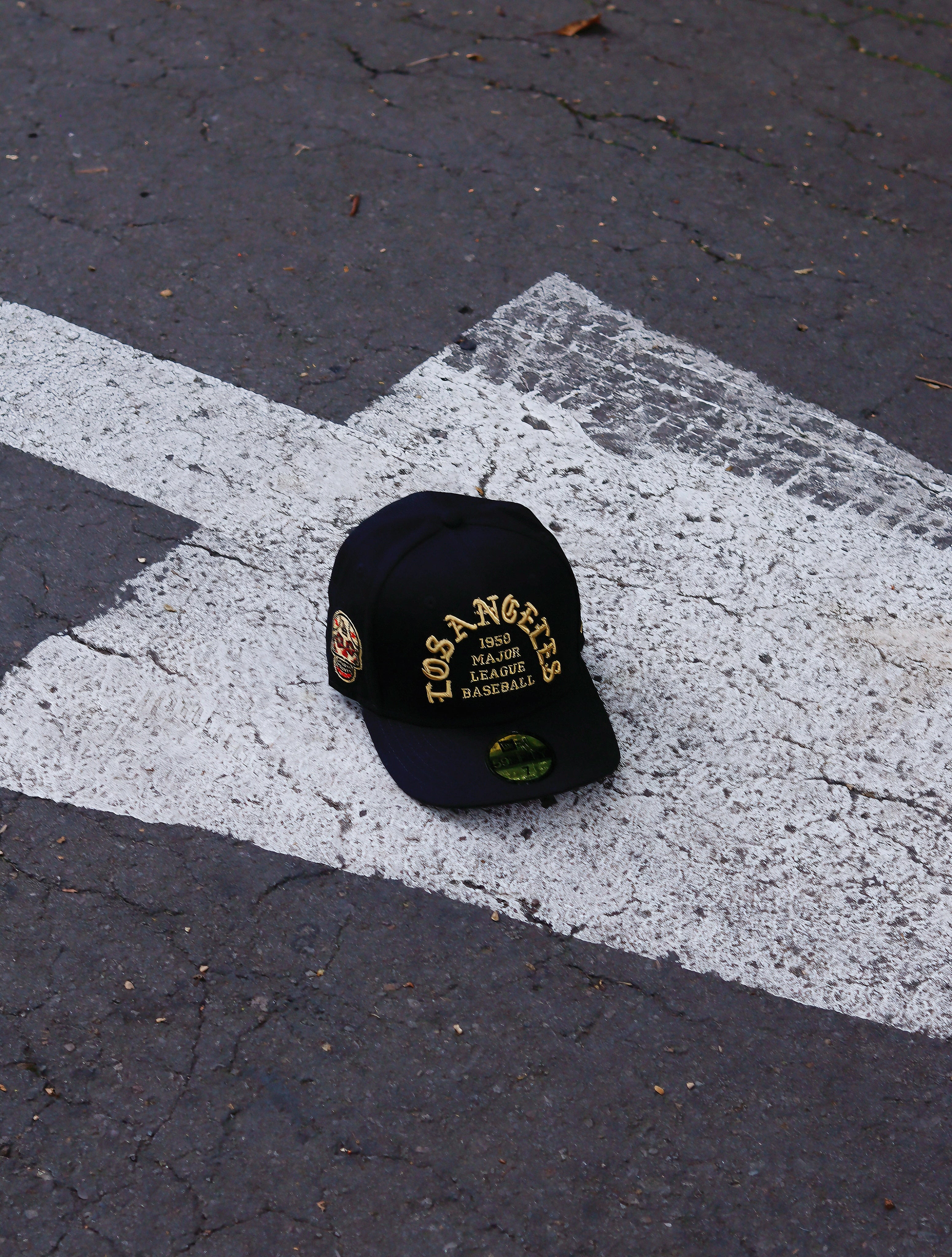Cap LA Dodgers Black Gold Skull Negro y oro