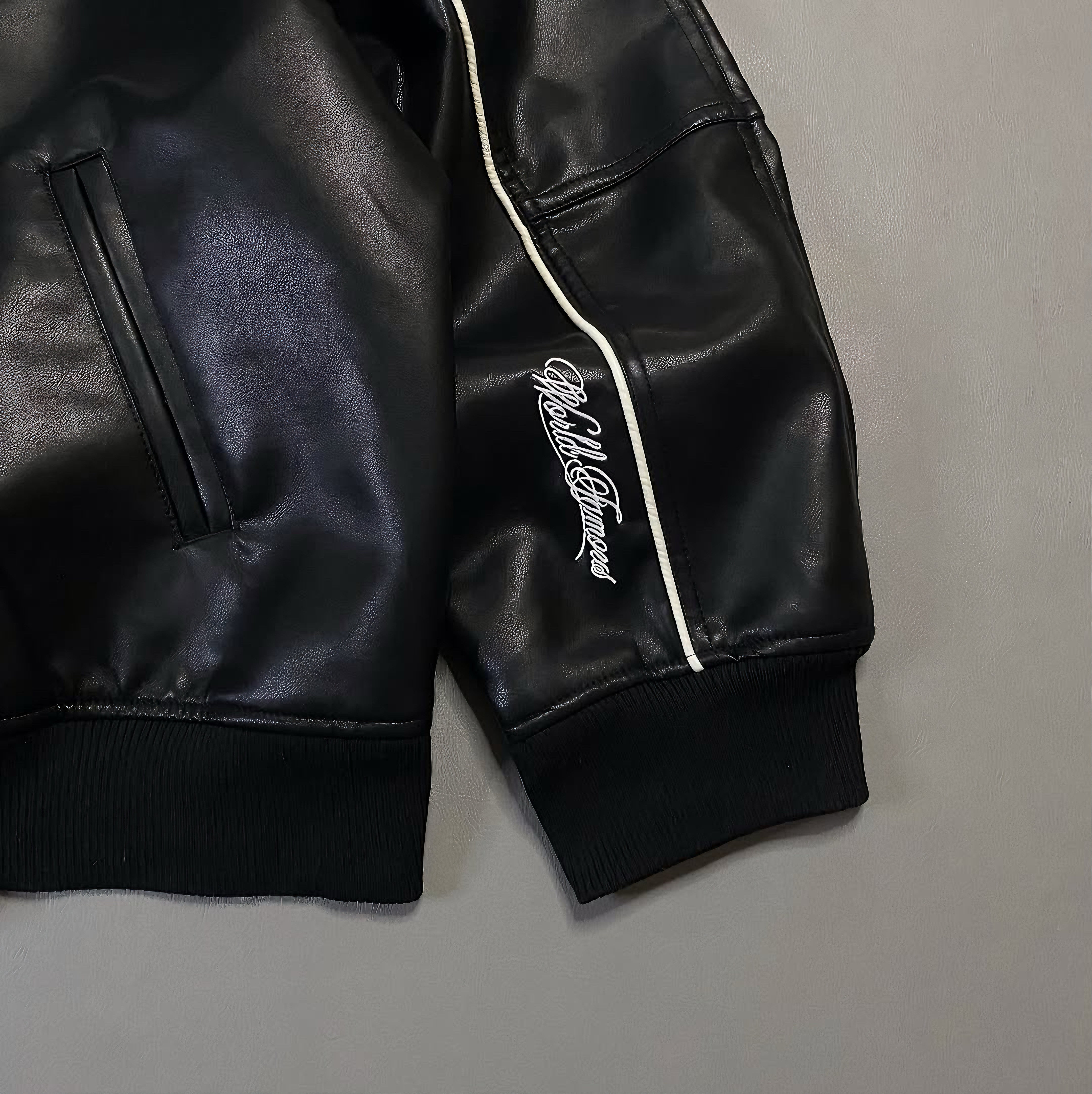 SUPREME NIKE LEATHER VARSITY JACKET BLACK