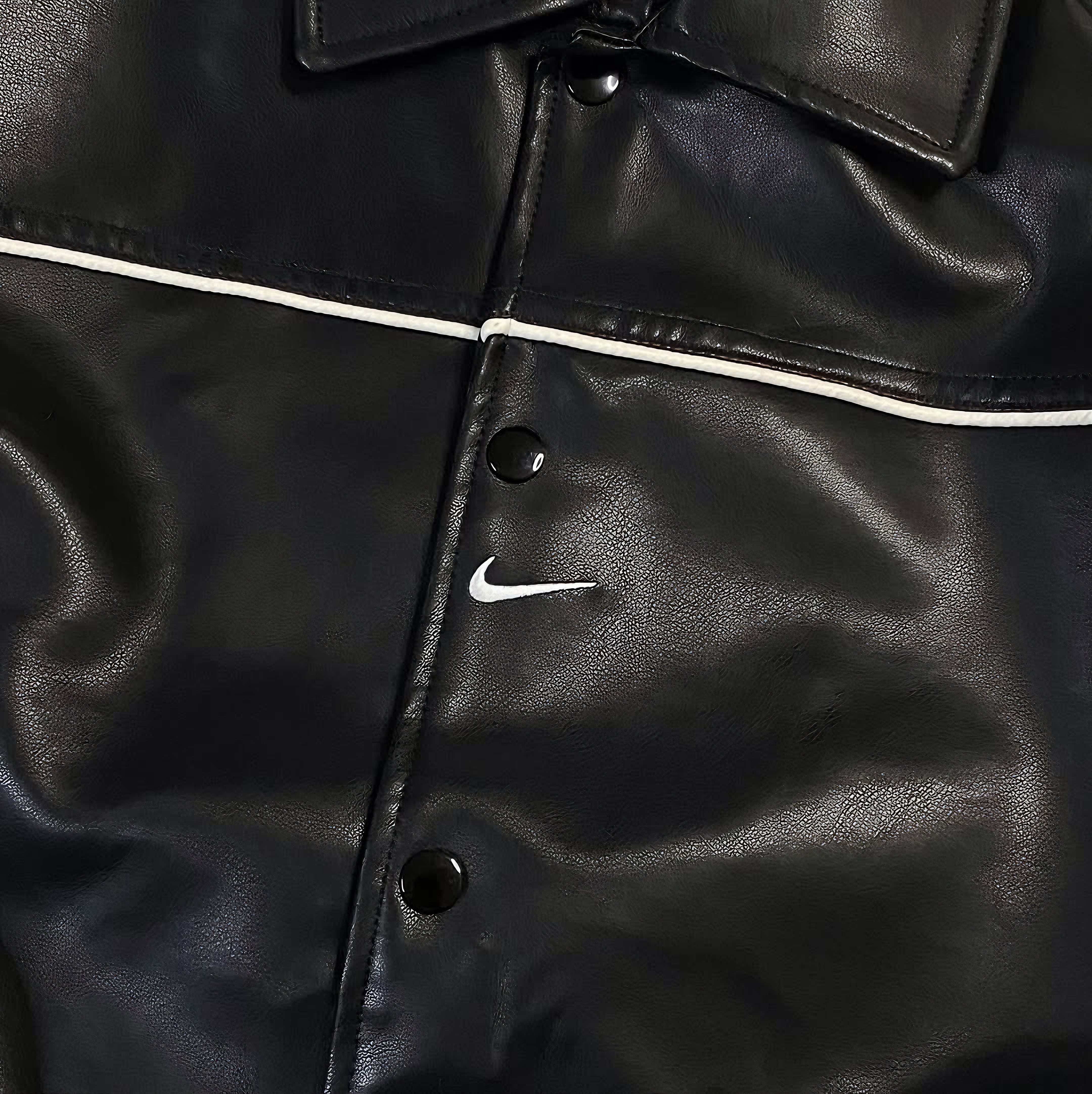 SUPREME NIKE LEATHER VARSITY JACKET BLACK